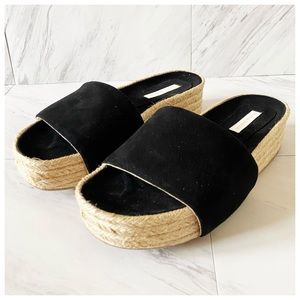 Paloma Barcelo - Pascale Espadrille Slides in Black Suede - 40 BR / 9 - 9.5 US